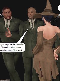 White witch and three black gentlemens 3d porn toons