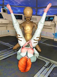 Space Journey. Lewd ma’am was roughly banged into her wet pussy by a kinky creature