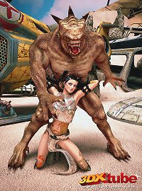 Steaming hot looker gets fucked hard by an atrocious mutant.