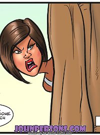 Busty whores trying hardcore lesbian action with huge dildo in mindless John Person comic show