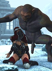 After defeating her, this monster will slam her hard as well.