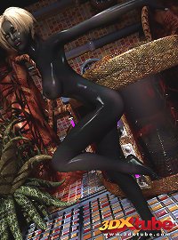 Mutant babe shows her nude body on an apocalypse set